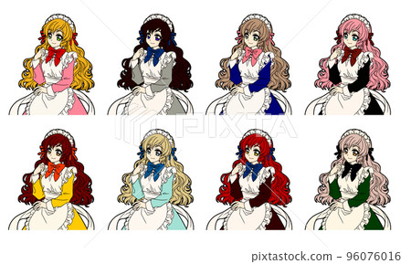 女僕裝少女動漫風格插畫（變體/生動） 96076016