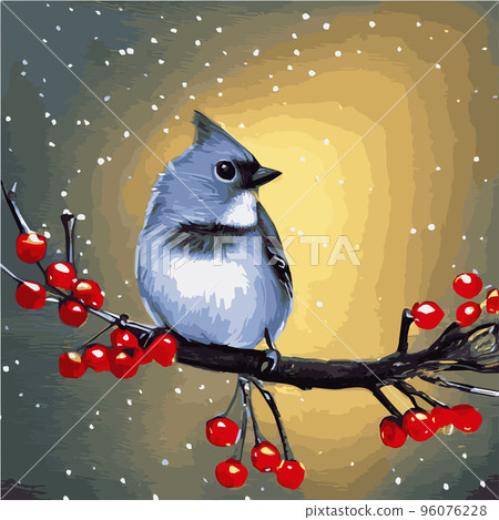 Vector realistic detailed vector illustration winter birds branches. Winter design elements Christmas, holidays. sitting branch. Winter background. Tree branch without leaves with flying birds. Vector realistic detailed vector illustration winter birds branches. Winter design elements Christmas, holidays. sitting branch. Winter background. Tree branch without leaves with flying birds. 96076228