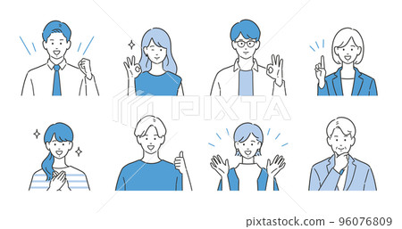 Positive expression business person upper body avatar set Positive expression business person upper body avatar set 96076809
