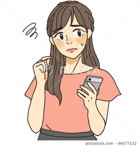 Office casual woman with a troubled face looking at her smartphone 96077132