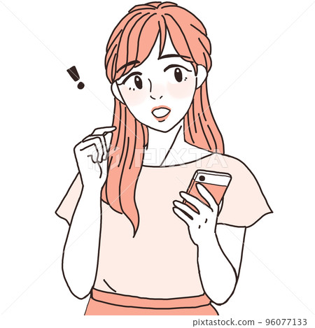 Office casual woman checking smartphone notifications One tone Office casual woman checking smartphone notifications One tone 96077133