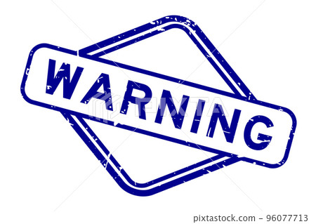 Grunge blue warning word rubber square seal stamp on white background 96077713