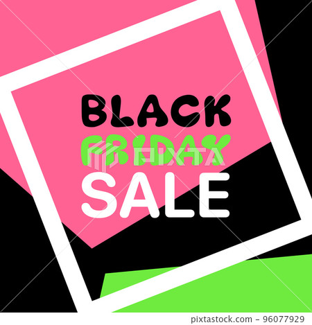 Black friday sale lettering frame banner. Neon bright color. Vector illustration 96077929