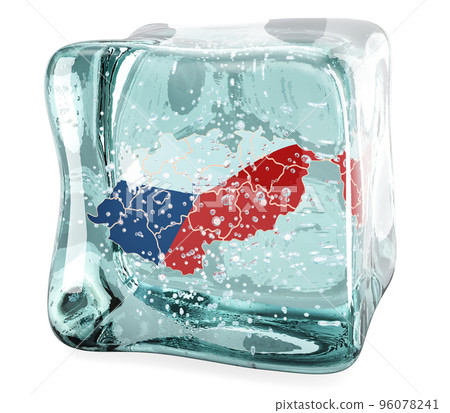Czech map frozen in ice cube, 3D rendering 96078241