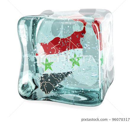 Syrian map frozen in ice cube, 3D rendering 96078317