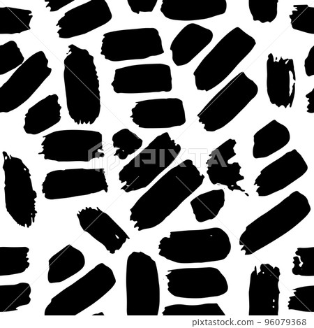 Dry Brush Strokes Seamless Pattern. Hand Drawn Artwork Abstract Vector Background 96079368