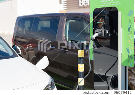 Tarragona, Spain - September 10, 2019: Vestel wallbox electric car charger Tarragona, Spain - September 10, 2019: Vestel wallbox electric car charger 96079412