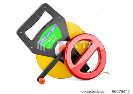 Tape measure with prohibition sign, 3D rendering Tape measure with prohibition sign, 3D rendering 96079441