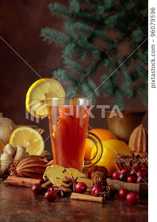 Hot Christmas drink with spices. Hot Christmas drink with spices. 96079596