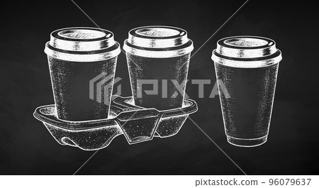 Vector sketch chalk drawn illustration of Coffee Cups 96079637