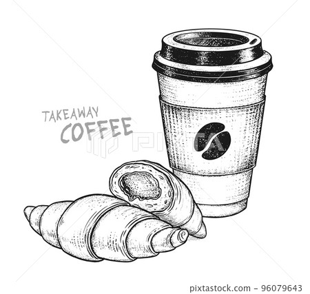 Coffee paper cup with Croissants 96079643