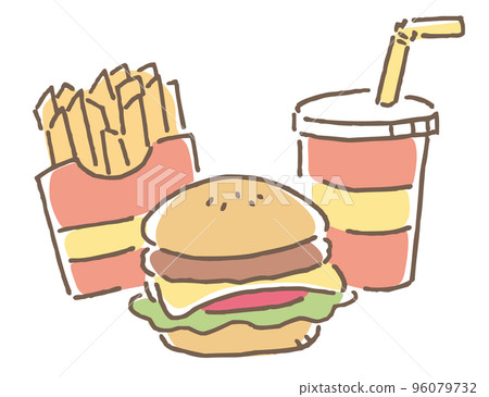 Illustration of cheeseburger set 96079732