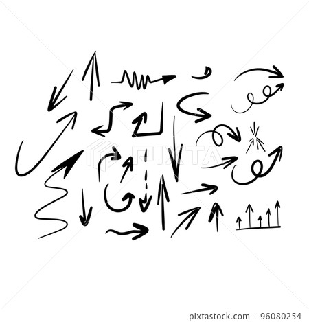 Set of black thin isolated arrows. Arrow vector. Arrow hand. Arrow draw. Set of black thin isolated arrows. Arrow vector. Arrow hand. Arrow draw. 96080254