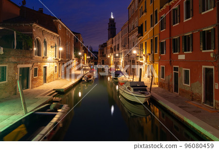 Venice. Old colorful houses over the canal in the early morning. Venice. Old colorful houses over the canal in the early morning. 96080459