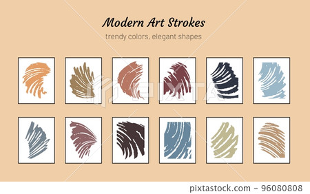 Modern art strokes in various vavy shapes in frames Modern art strokes in various vavy shapes in frames 96080808