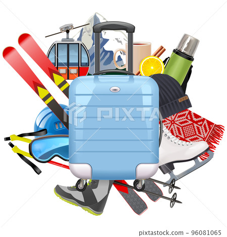 Vector Winter Holidays Concept with Suitcase Vector Winter Holidays Concept with Suitcase 96081065
