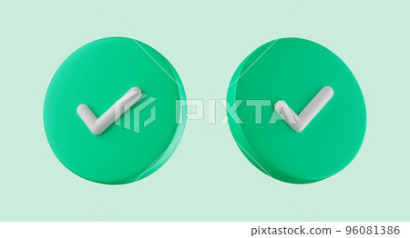 Simple success icon with check symbol on both sides 3d render illustration. Simple success icon with check symbol on both sides 3d render illustration. 96081386