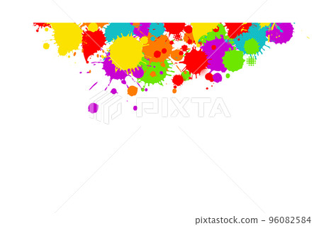 Banner with colorful watercolor imitation splash blots frame. Template for your designs. Vector illustration 96082584