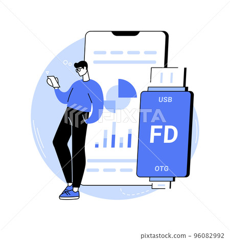 USB OTG flash drive isolated cartoon vector illustrations. USB OTG flash drive isolated cartoon vector illustrations. 96082992
