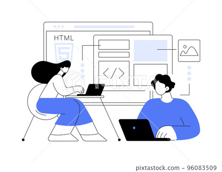 HTML5 website development abstract concept vector illustration. 96083509