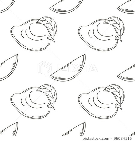 Coloring Seamless pattern with tropical fruits. Illustration in hand draw style 96084116
