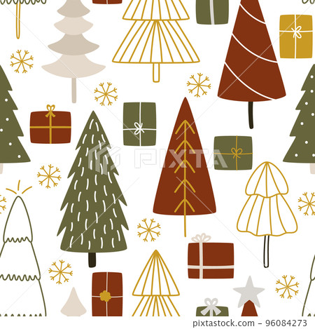 Christmas trees with gifts for celebrating the New Year party 96084273