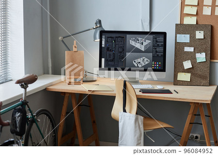 3D house model at home office workplace 96084952