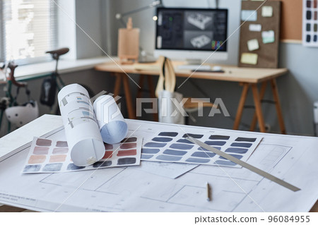 Background image of floor plans and color swatches 96084955