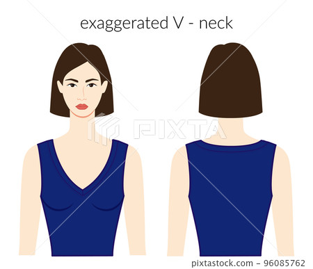 Exaggerated V - neckline knits, sweaters clothes character beautiful lady in blue top, shirt, dress technical fashion Exaggerated V - neckline knits, sweaters clothes character beautiful lady in blue top, shirt, dress technical fashion 96085762