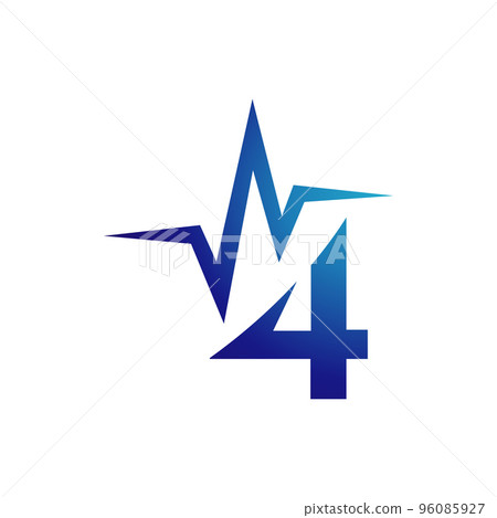 sporty number four 4 logo combined with Heartbeat vector design illustration sporty number four 4 logo combined with Heartbeat vector design illustration 96085927