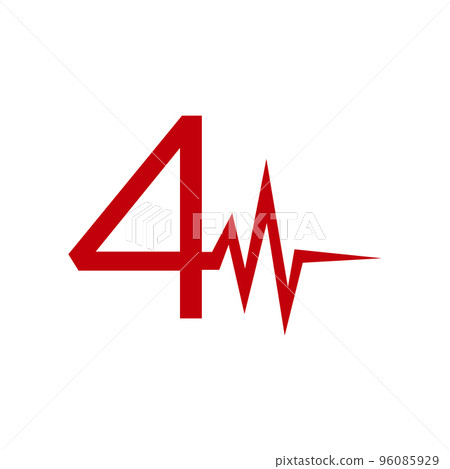 sporty number four 4 logo combined with Heartbeat vector design illustration sporty number four 4 logo combined with Heartbeat vector design illustration 96085929