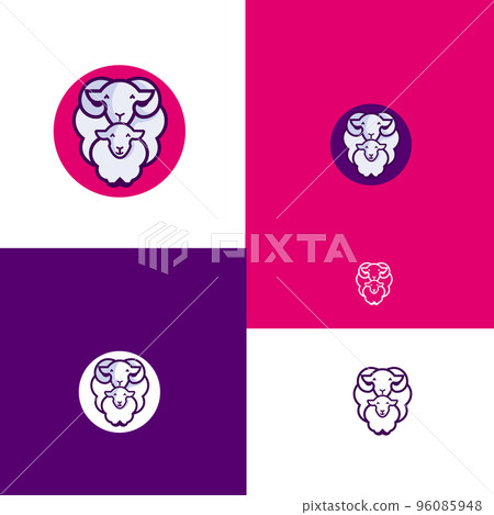 cute funny lamb sheep logo design vector illustration 96085948