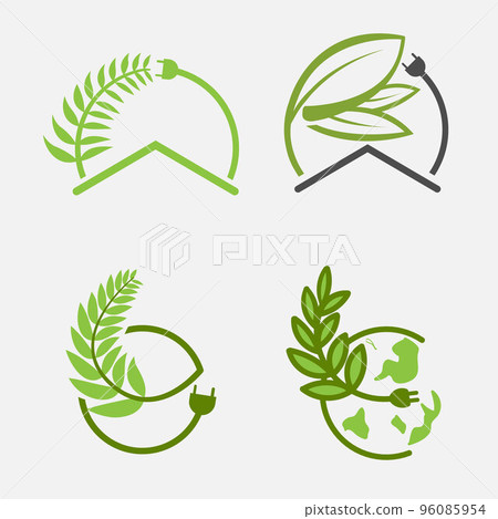 set of green energy building electrical logo design vector illustrations 96085954