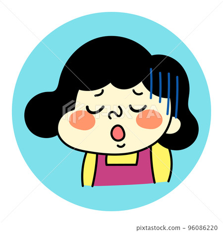 Comical female character illustration material with a sad expression 96086220