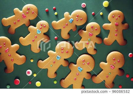 Christmas homemade gingerbread cookies on table 96086582