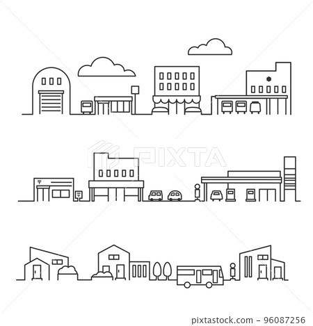 簡單時尚的插圖集郊區城市景觀單調 96087256