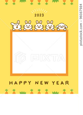 2023年新年賀卡兔子相框文字空間 96087984