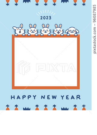 2023年新年賀卡兔子相框文字空間 96087985
