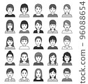 Middle-aged female avatar icon front monochrome 96088654