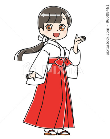 Cute shrine maiden facing left Cute shrine maiden facing left 96089461