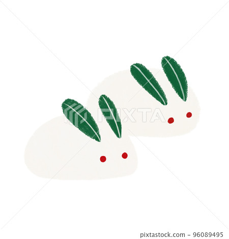 簡單可愛的雪兔插畫素材-冬季形象 96089495