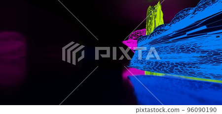 3d, abstract, ambience, architecture, background, backlight, backlit, balcony, building, clean, contemporary, dark, decor, design, empty, evening, form, frame, futuristic, gallery, hall, house, illust 96090190