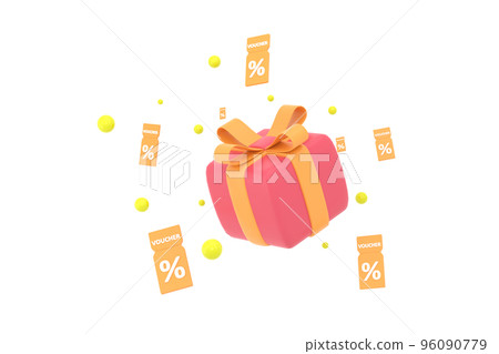 3D. Sale coupons and gift boxes composition. 96090779