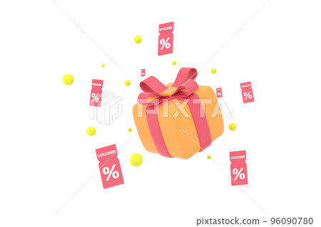 3D. Sale coupons and gift boxes composition. 3D. Sale coupons and gift boxes composition. 96090780