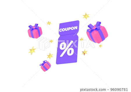 3D. Sale coupons and gift boxes composition. 3D. Sale coupons and gift boxes composition. 96090781