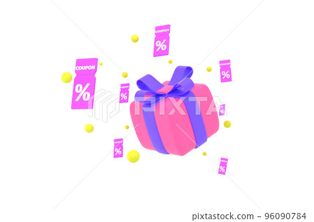3D. Sale coupons and gift boxes composition. 3D. Sale coupons and gift boxes composition. 96090784