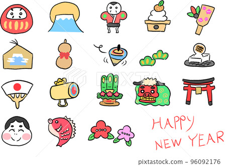New Year illustration material set 96092176