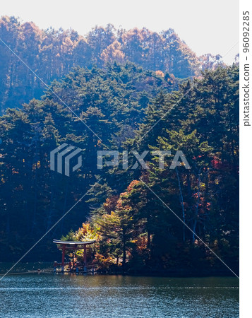 秋天的三鈴湖和鳥居 秋天的三鈴湖和鳥居 96092285