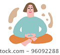 一個放鬆的女人打坐的圖像插圖 96092288
