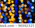 Defocused christmas yellow and blue abstract bokeh lights background. christmas 96092325